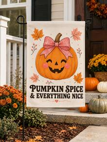 1pc 12*18 Inch Garden Flag, Halloween Cute Ghost & Pumpkin Pattern, Double-Sided Print, Spooky Season Yard Patio Autumn Decor - A - View 6