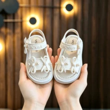 Girls' Bow Decor Fashion Sunny Sandals - White - View 2
