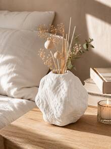1pc Wabi-Sabi Ins Style Asymmetrical Rock Texture Rattan Aromatherapy Bottle, Wrinkled Surface Fragrance Container, Matte White/Spotted Beige, Minimalist Living Room Desktop Fragrance Decor Gift - Large Rock - View 9