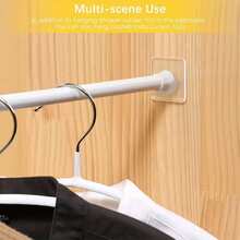 3pcs No-Drill Multi-Color Telescopic Rods With Matching No-Drill Transparent Strong Adhesive Rod Clips, Designed For Bathroom, Kitchen, Window And Other Spaces, 1 Rod With 2 Hanging Hooks, Stable Load-Bearing And Non-Detachable - A - View 3