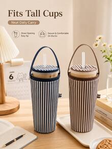 Insulated Coffee Cup Sleeve, Striped Water Bottle Sleeve, Portable Insulated Cup Sleeve, Convenient Carrying Bag, Suitable For Cold And Hot Drinks, Reusable, Striped Design, Perfect Gift Choice, Halloween/Christmas Gift - Multicolor - View 11