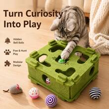 Fun Cat Box - Interactive Felt Cat Puzzle Toy, Bite And Scratch Resistant Cat Maze Box, Includes Bell Ball And Colorful Rope Balls(Color Random), Cat Scratching Board, Cat Scratching Post, Fun Design, Suitable For All Seasons, Ideal For Indoor Cat - View 4