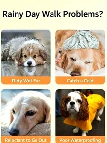 Fruit Series Waterproof Dog Raincoat Set, Includes 1 Upgraded Raincoat, Free Matching Color Waterproof Leash, Multiple Colors Available, Windproof & Fully Waterproof, Full Coverage Design, With Special Buckles, Non-Slip Rubber Sole, Adjustable Hook And Loop, Full Paw Coverage And Reflective Strips - Multicolor - View 8