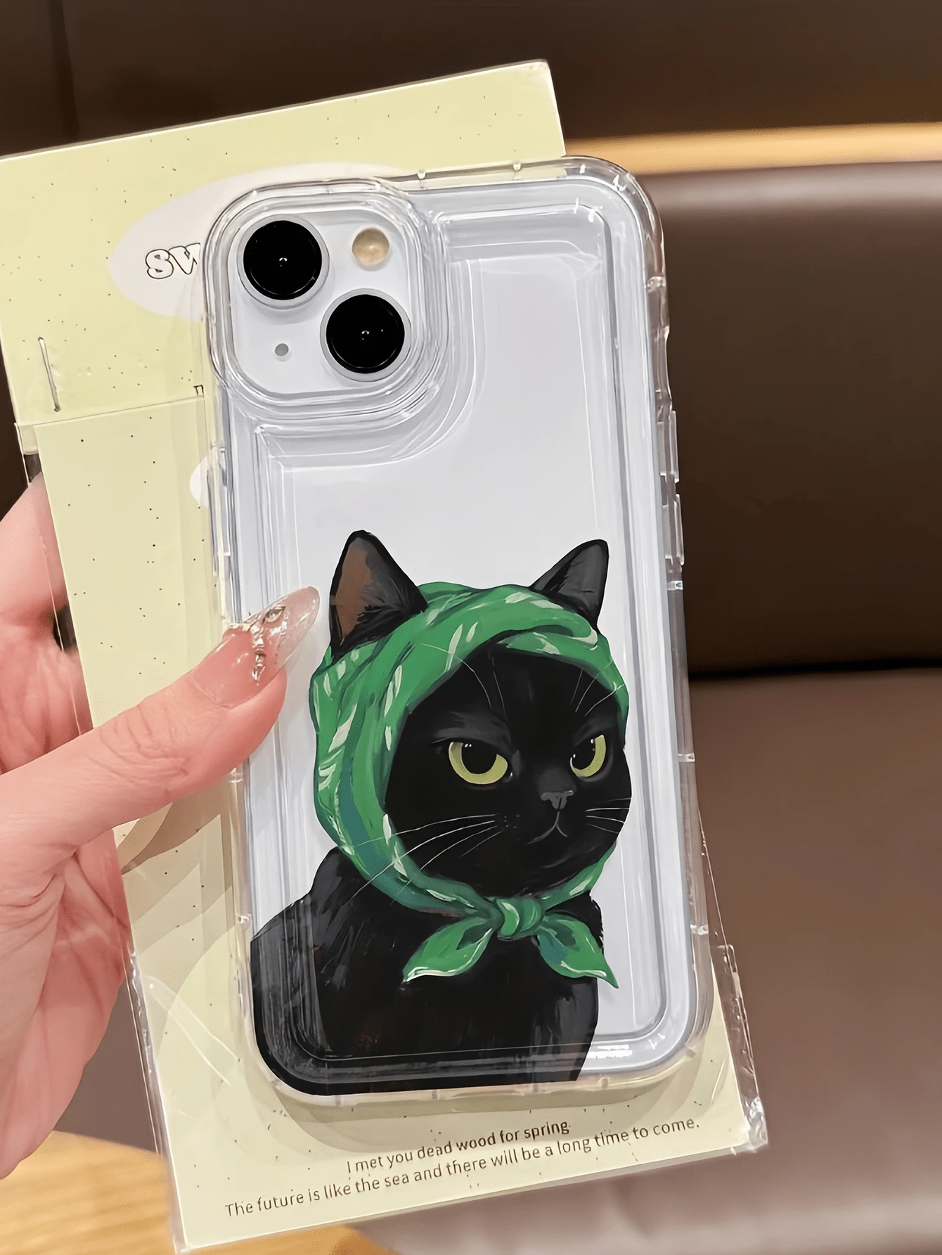 1件裝 氣囊綠頭巾酷黑貓個性化極簡全包覆 TPU 防摔手機殼,適用 Apple 18 17 16 15 14 13 12 11 Pro Max 保護殼,兼容三星系列 - 彩色 - 查看 1