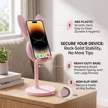 1pc - Cute Rabbit Ear Adjustable Phone Stand, Stable Non-Slip Desktop Phone Holder, Hands-Free Rabbit Shaped Phone Stand Suitable For Office And Bedroom, Ideal Gift For Girls - Phone Stand - View 7
