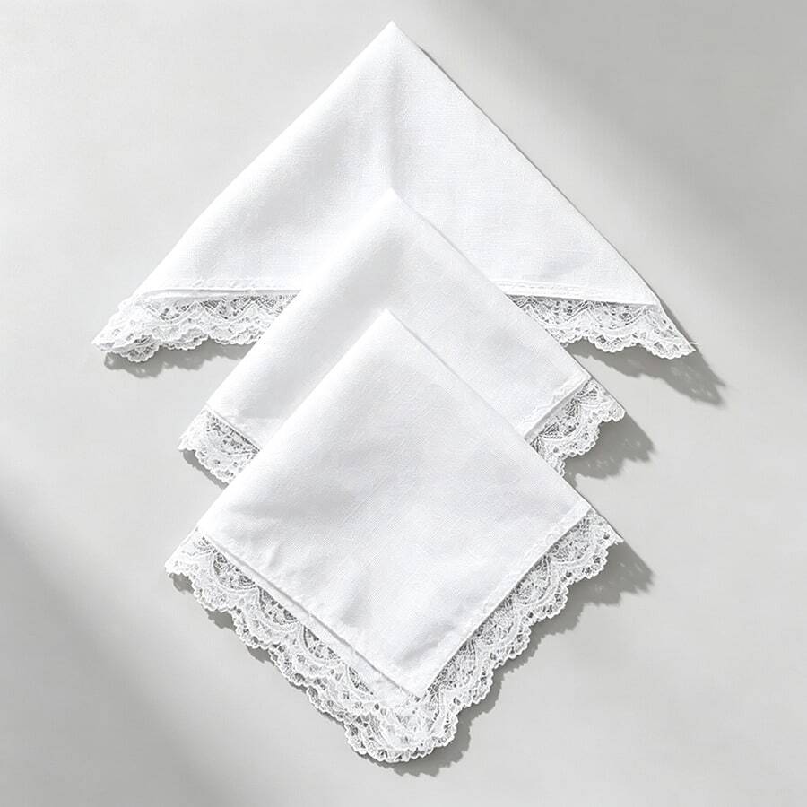 Pure White Lace Handkerchief Happy Wedding Season Party Decoration DIY - Multicolor - View 1