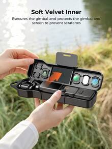 Estuche de Almacenamiento y Protección Todo en Uno para Pocket 3/4, Caja de Almacenamiento Portátil de Caparazón Duro con Ranura para Filtro, 2 Ranuras para Tarjetas de Memoria, Ranura Magnética para Accesorios y Forro Suave, Incluye Correa para la Muñeca, Adecuado para Osmo Pocket 3/4 Viajes Vlog Uso Diario - Ver 3