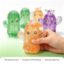 1pc Squishy Cactus Squeeze Toy, Creative Stress Relief Squeeze Toy, Comfortable Touch And Stress Relief, Daily Essential, Holiday Gift (Random Color) - Multicolor - View 3