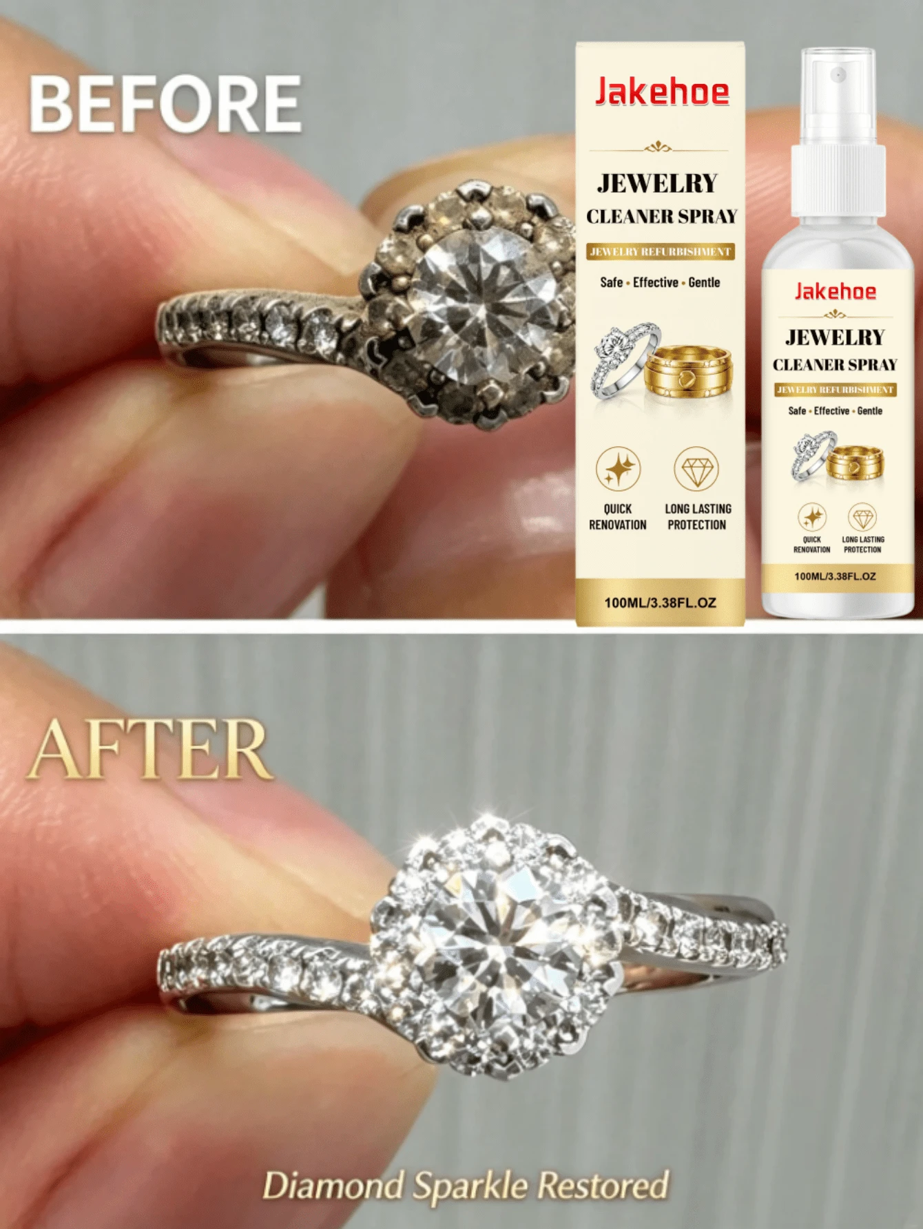 jakehoe Jewelry Cleaning Spray, Jewelry Cleaner For Stain And Rust Removal, Polishing And Brightening, Daily Maintenance