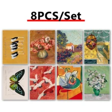 8pcs/Set Frameless Diverse Gallery Wall Art Set, Minimalist Art Prints, Ideal Housewarming Gift, College Dorm Apartment Decor, Hotel, Home, Living Room, Bedroom, Bathroom, Office Wall Decor Gift - A - View 3