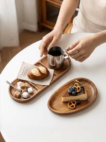 1pc Divided Serving Tray, Multi-Compartment Wooden Snack Tray, Wooden Tray, Kitchen Supplies, Wooden Storage Display Tray, Can Hold Candy, Dried Fruit, Nuts And Appetizers, Decorative Divided Tray, Suitable For Kitchen, Coffee Table, Party, Holiday Home Decor, Perfect Housewarming Gift. - View 3