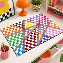 2D Colorful Plaid Print Pattern Drainage Mat/Absorbent Mat/Drying Mat For Coffee Machine And Tableware - Absorbent Polyester Desktop Protector With Rubber Non-Slip Backing, For Kitchen Countertop Decoration - Home Bar And Dining Table Placemat - Multicolor - View 3