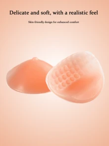 1/2pcs Three-Color Silicone Breast Pads, Home Atmosphere Style, Silicone Material, Full Oval Shape, Back With Raised Dot Texture, Can Be Inserted Into Bras To Create A Natural Look, Suitable For Home Relaxation, Friends Gathering, Light Social Occasions, Indoor Photography And More - Multicolor - View 4