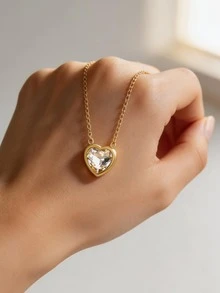 VceTd 1/2 piezas Conjunto de collar de acero inoxidable estilo romántico y lindo para mujer con diseño de colgante de margarita/corazón, adecuado para uso diario, citas, vacaciones o regalo - Amarillo Oro - Ver 6