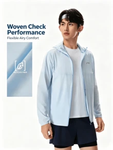 李寧男款冰感吸濕排汗透氣防曬外套 AFDWC49 - 淨空藍 - 查看 2