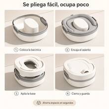 Bacinica Infantil 3 En 1 Desmontable, Reductor Para WC Y Banquito - Gris Claro - Ver 6