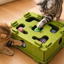 Fun Cat Box - Interactive Felt Cat Puzzle Toy, Bite And Scratch Resistant Cat Maze Box, Includes Bell Ball And Colorful Rope Balls(Color Random), Cat Scratching Board, Cat Scratching Post, Fun Design, Suitable For All Seasons, Ideal For Indoor Cat - View 1