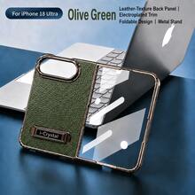 1pc Multi-Color Lychee Leather Texture Anti-Drop Shockproof Scratch-Resistant Anti-Fingerprint Dust-Proof Integrated Shell Film With Built-In Hidden Metal Kickstand Raised Lens Protection Front Screen Protector Electroplated Metal Frame Full Coverage Protection PU Leather Lychee Grain Material Electroplated Frame Crafting Light Luxury Business Style Foldable Phone Protective Case Phone Cover Suitable Compatible With Apple Duo For Business Professionals - Multicolor - View 16