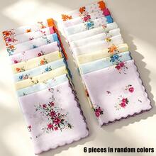 12pcs Women's Handkerchiefs, Vintage Style, 11-Inch Floral Pattern, Wavy Edge Design, Embroidered Craftsmanship, Suitable For Tea Parties, Weddings And Other Occasions. - Multicolor - View 8