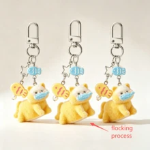 1 Set 3pcs Women's New Korean Style INS Cute Cartoon Cat Keychain With Fur Ball, Star Beads, Phone Chain, Backpack Charm, Couple/Best Friend Gift Pendant - Multicolor - View 1