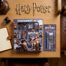 Warner Bros 6Pcs/Set,Harry Potter Stationery Gift Box Set - Pencil, Ruler, Pencil Sharpener, Eraser, Patterned Stationery Gift Box, Notepad Combo Daily Office Companion Gift, Holiday Present, Cartoon Desktop Accessories, Desktop Sets Party Small Gifts, Office Stationery Storage Set - Multicolor - View 9