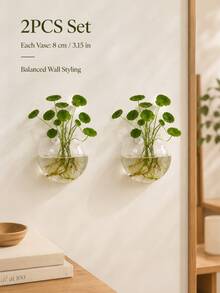 1Pc/2Pcs/4Pcs Semi‑Circular Wall‑Mount Glass Vase, Ins‑Style Hanging Water Plant Planter, Must‑Have Eye‑Catching Wall Ornament For Home Office Wall Decor - Multiple Styles - View 11