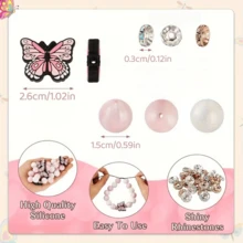 9/15/21/30/45/52Pcs Butterfly Theme Silicone Spacer Beads, Used For Making Jewelry, Perfect For Creating Unique Bracelets And Decorative Pens, Ideal Gift For Valentine's Day - Multicolor - View 4