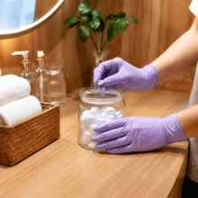 Găng tay Nitrile dùng một lần màu tím nhạt UPZOO, nhiều quy cách, phù hợp để rửa bát, sơn, tẩy lông tại nhà và dọn dẹp vệ sinh - Hộp đựng màu tím nhạt - Xem 8