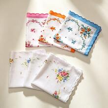 12pcs Women's Handkerchiefs, Vintage Style, 11-Inch Floral Pattern, Wavy Edge Design, Embroidered Craftsmanship, Suitable For Tea Parties, Weddings And Other Occasions. - Multicolor - View 7