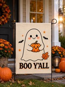 1pc 12*18 Inch Garden Flag, Halloween Cute Ghost & Pumpkin Pattern, Double-Sided Print, Spooky Season Yard Patio Autumn Decor - A - View 20