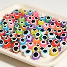 120Pcs 8mm Mixed Color Resin Evil Eye Beads Flat Round With Pupil Details, Perfect For DIY Jewelry And Crafts, Colorful Multiple Colors - Multicolor - View 2