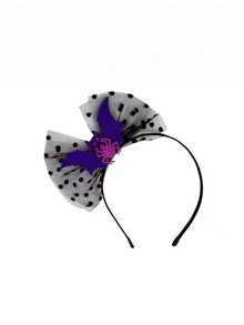 1pc/Set Halloween Party Polka Dot Mesh Bow Headband With Bat & Spider Accessories, Witch Cosplay Headpiece For Halloween Makeup Party, Stage Performance, Holiday Costume - Multicolor - View 10