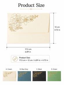 5pcs Hot-Selling Vintage Gold Foil Stamped Envelopes, Eye-Catching Thick Special Paper Envelopes, Practical Invitation And Greeting Card Storage Bags - Multiple Styles - View 7