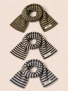 Women's Striped Scarf, Color Block Winter Neck Warmer, Casual Everyday Versatile Accessory - Scarf - View 4