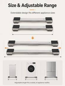 Heavy Duty Adjustable Washing Machine And Refrigerator Moving Base, 200kg Load Capacity, Telescopic Metal Appliance Stand With Silent Non-Marking Wheels, Height And Level Adjustable, Sturdy Mobile Support For Moving, Storage And Home Use - A - View 8