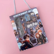 Warner Bros 6Pcs/Set,Harry Potter Stationery Gift Box Set - Pencil, Ruler, Pencil Sharpener, Eraser, Patterned Stationery Gift Box, Notepad Combo Daily Office Companion Gift, Holiday Present, Cartoon Desktop Accessories, Desktop Sets Party Small Gifts, Office Stationery Storage Set - Multicolor - View 6