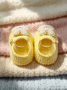 1 Pair Infant Slippers With Rabbit Applique, Beige And White, Infant Shoes - Yellow - View 6