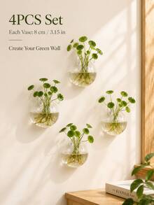 1Pc/2Pcs/4Pcs Semi‑Circular Wall‑Mount Glass Vase, Ins‑Style Hanging Water Plant Planter, Must‑Have Eye‑Catching Wall Ornament For Home Office Wall Decor - Multiple Styles - View 10