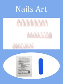 24pcs Long Nails European And American Aurora Magic Mirror Pointed Nails Mermaid Showing White Temperament Almond Nails + 1pc Jelly Gel + 1pc Nail File - Multicolor - View 2