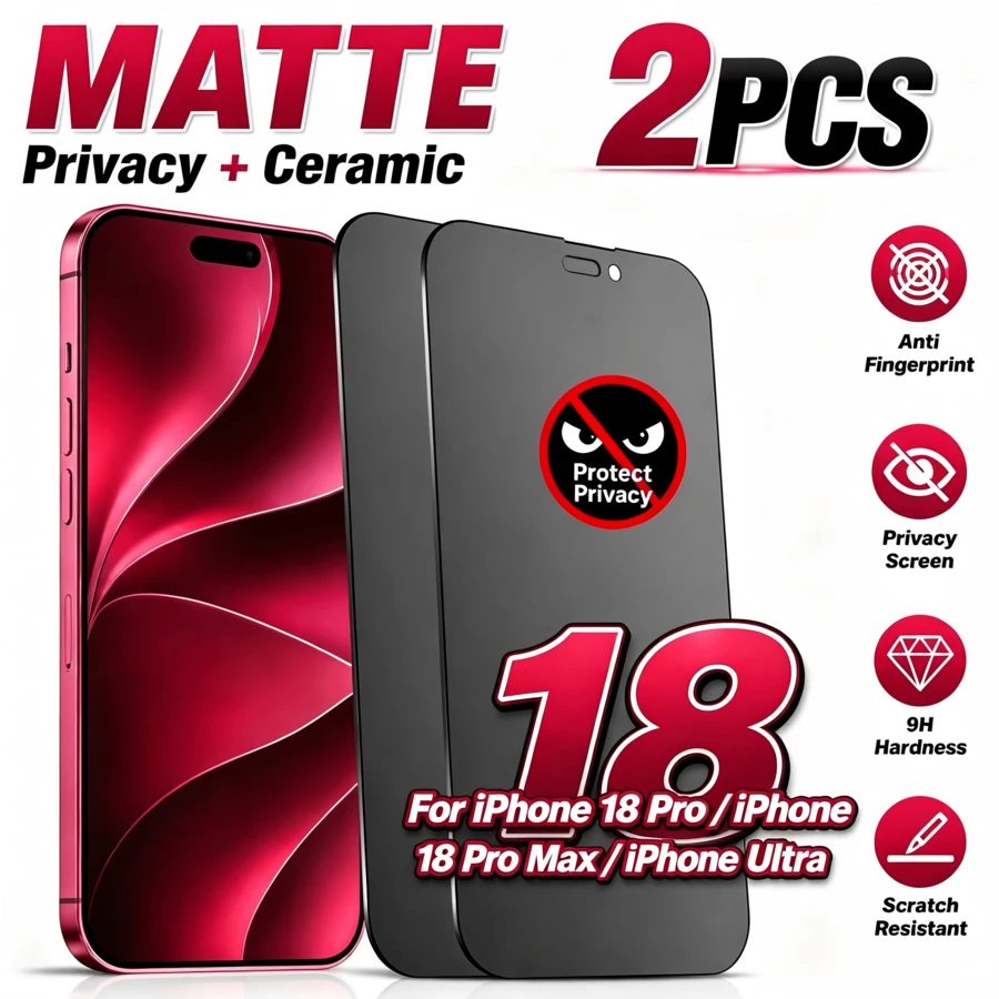 XINHONGYU 2pcs Matte Privacy Screen Protector, Compatible With IPhone 18 Pro Max, 18 Pro, 17 Pro Max [6.9 Inch] | Made Of TPU Soft Film (Ceramic Film) | Anti-Peeping Function Ensures Screen Content Is Only Visible From The Front - Black - View 1