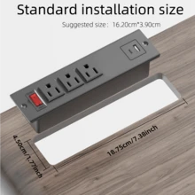Embedded Power Outlet With 3 AC Outlets, 1 USB-A And 1 Type-C Port (5V 2.1A), Switch, 1.5m Extension Cord – Space-Saving, Suitable For Home Office Desk, Nightstand, Kitchen Countertop, Workbench, Dorm - US B Type Plug(110-127V) - View 2