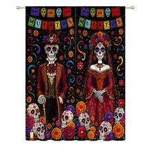 2PCS Skeleton Bride And Groom Print Light Sheer Curtains, 90GSM Semi-Sheer For Privacy Protection. Easy Rod Pocket Installation,Quick-Dry,Fade-Resistant After Washing, Lightweight And Washable. Ideal For Home, Room And Kitchen Decor & Space Dividers. - Multicolor - View 10