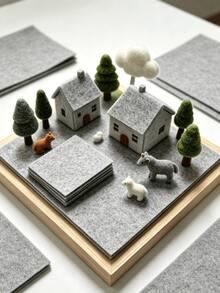 20pcs Gray Pre-Cut Felt Fabric, 13*13cm, For DIY Crafts, Model Making - Felt Cloth - View 2