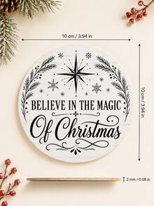 1/6入聖誕黑白圓形杯墊 Merry Christmas 暖心祝福文字款 雪人、馴鹿、房屋、雪花圖案 飲料杯墊 聖誕餐桌派對居家裝飾 - 多色/3 - 查看 4