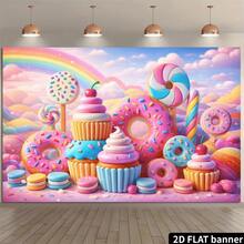1pc Candy Kingdom Theme Party Banner, Background Decoration For Photo, Polyester Material, Suitable For Home, Room And Wall Decoration, As Well As Party Supplies And Gifts - Candy Kingdom - View 19