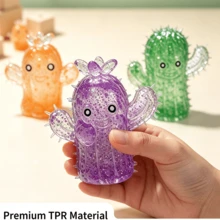 1pc Squishy Cactus Squeeze Toy, Creative Stress Relief Squeeze Toy, Comfortable Touch And Stress Relief, Daily Essential, Holiday Gift (Random Color) - Multicolor - View 2