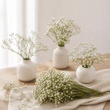 25/50/100/Pcs Mini Baby's Breath And Other Artificial Flowers - For Resin Mold Art And Handicrafts, Used For Hair Accessories, Wedding Wreaths, Table Flowers, Home Decor, Etc. - White and Green Rod - View 8