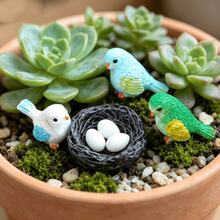 5pcs Resin Bird Figurines, Moss Micro Landscape Succulent Planter Gardening Accessories, Desktop Flower Pot Landscape Crafts, Home Balcony Bottle Decoration Accessories - A - View 3