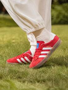 Adidas GAZELLE INDOOR Low-Top Unisex Skate Training Running Workout Casual Shoes IF1808 - Light Scarlet/jade White/gold - View 2