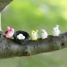 5pcs Resin Bird Figurines, Moss Micro Landscape Succulent Planter Gardening Accessories, Desktop Flower Pot Landscape Crafts, Home Balcony Bottle Decoration Accessories - A - View 4